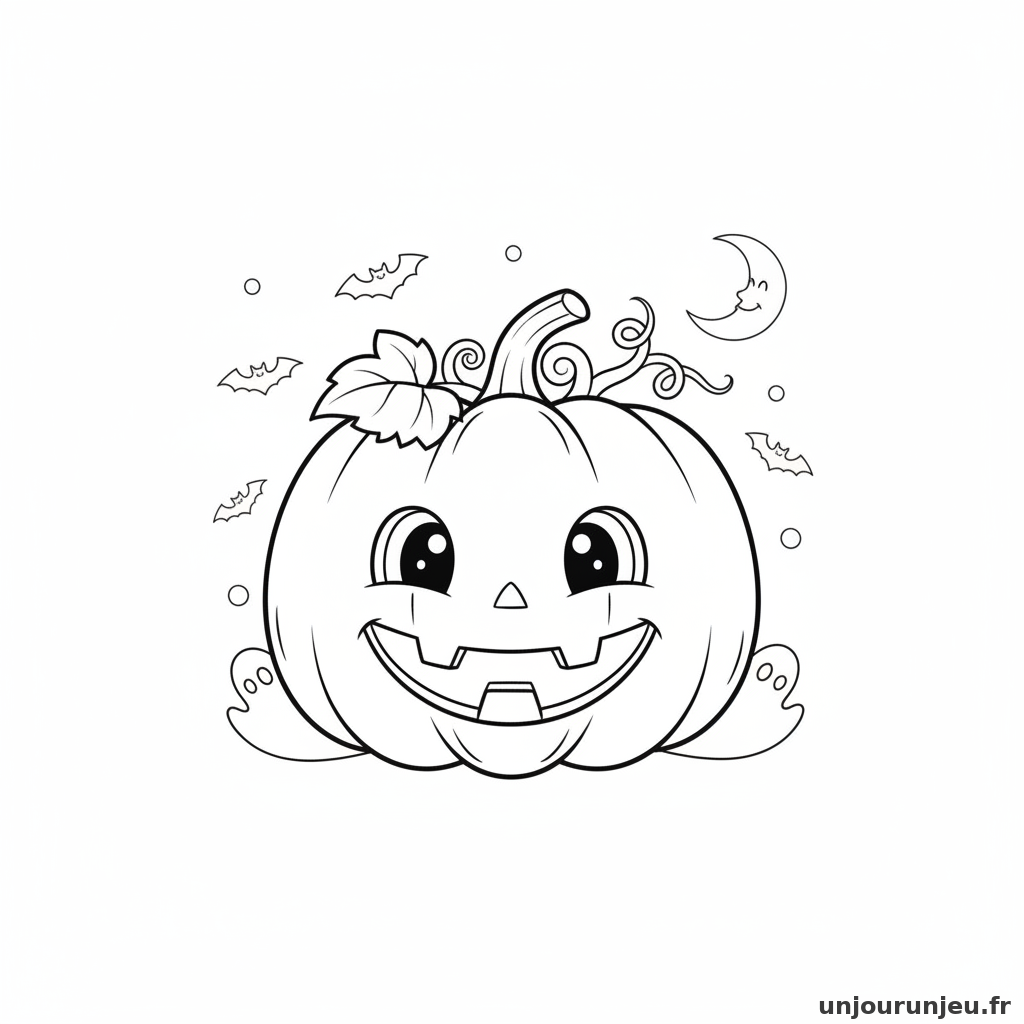 Coloriage Citrouille Citrouille Souriante 01
