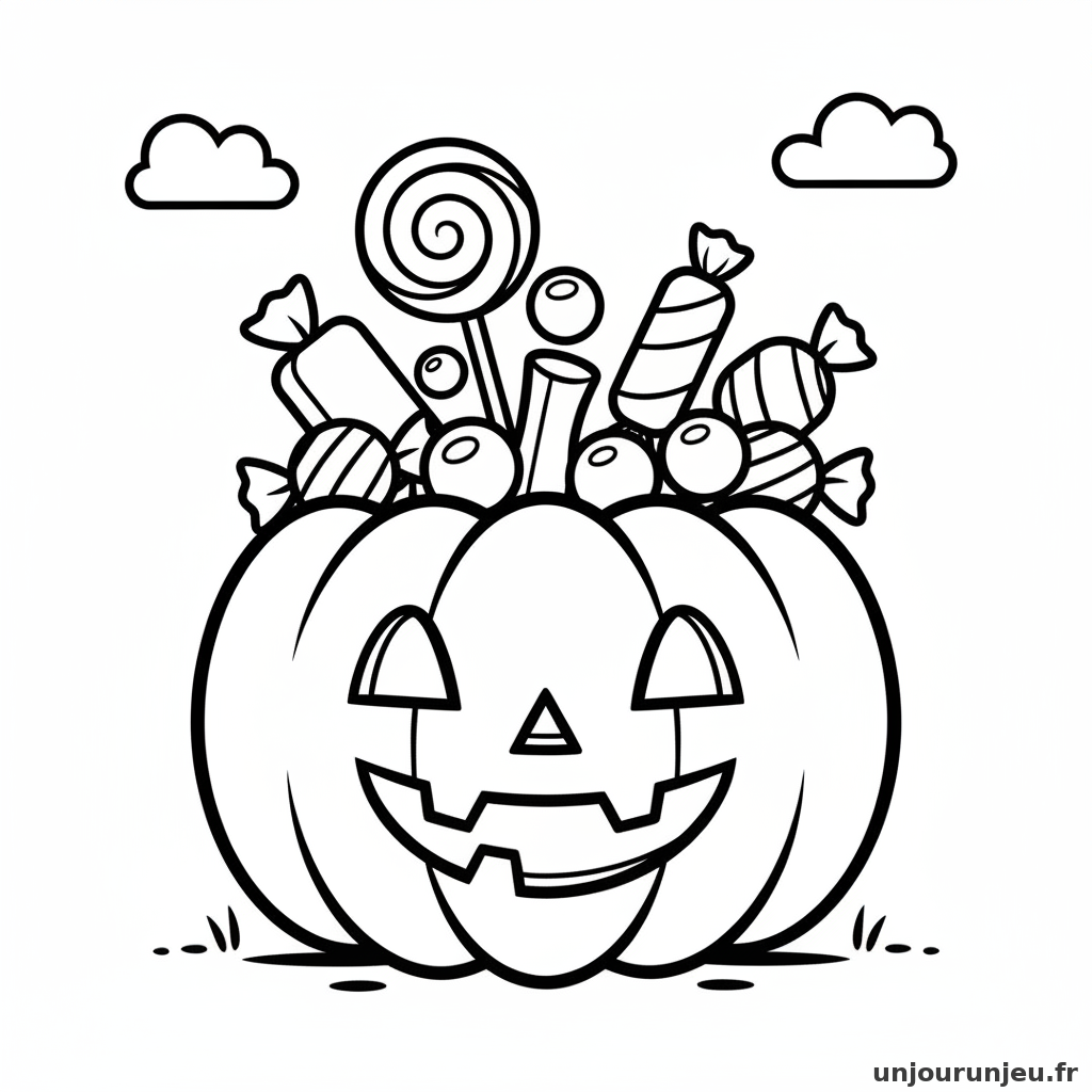 Coloriage Citrouille Citrouille Bonbons 09