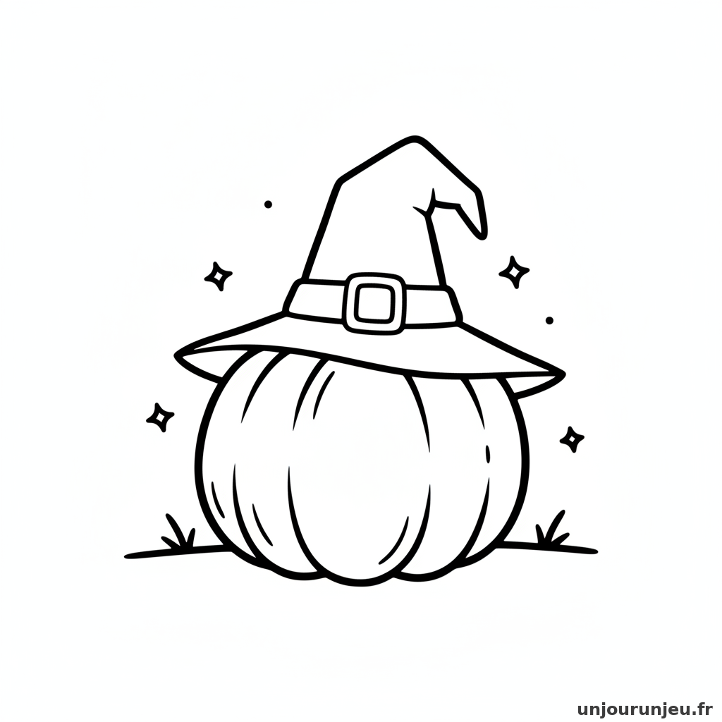 Coloriage Citrouille Citrouille Chapeau Sorciere 03