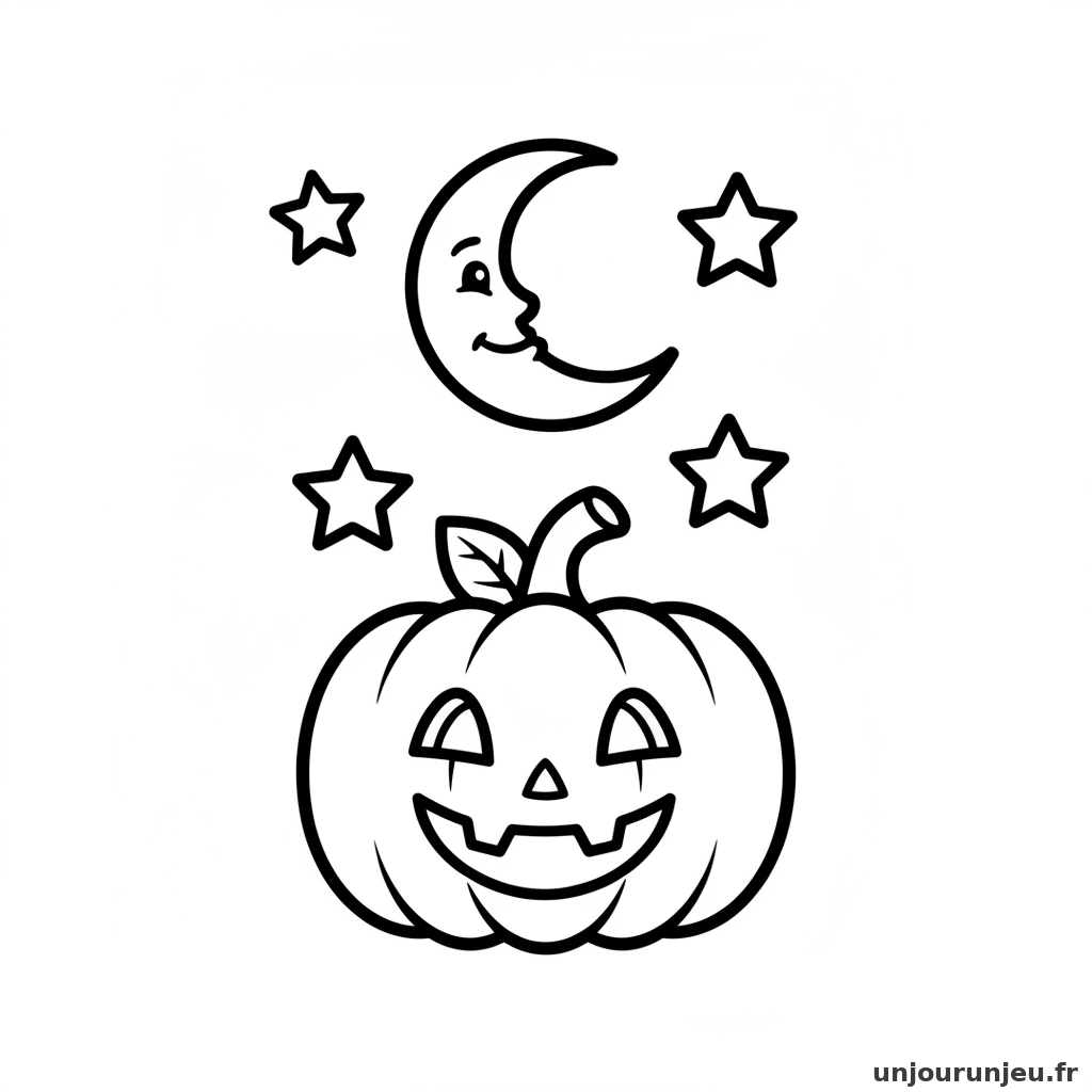 Coloriage Citrouille Citrouille Lune 14