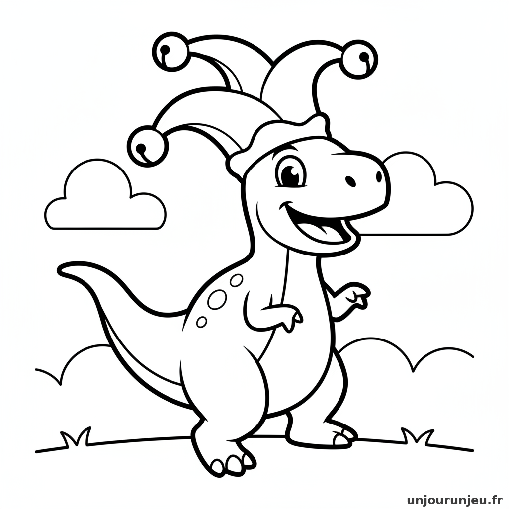 Coloriage Dinosaure Compsognathus Joyeux Porte Chapeau Rigolo 10
