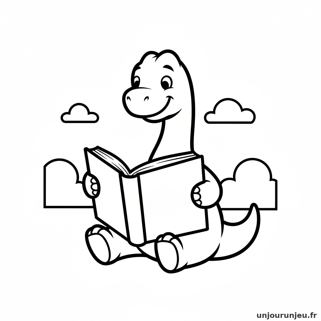 Coloriage Dinosaure Petit Brontosaure Lit Grand Livre 12