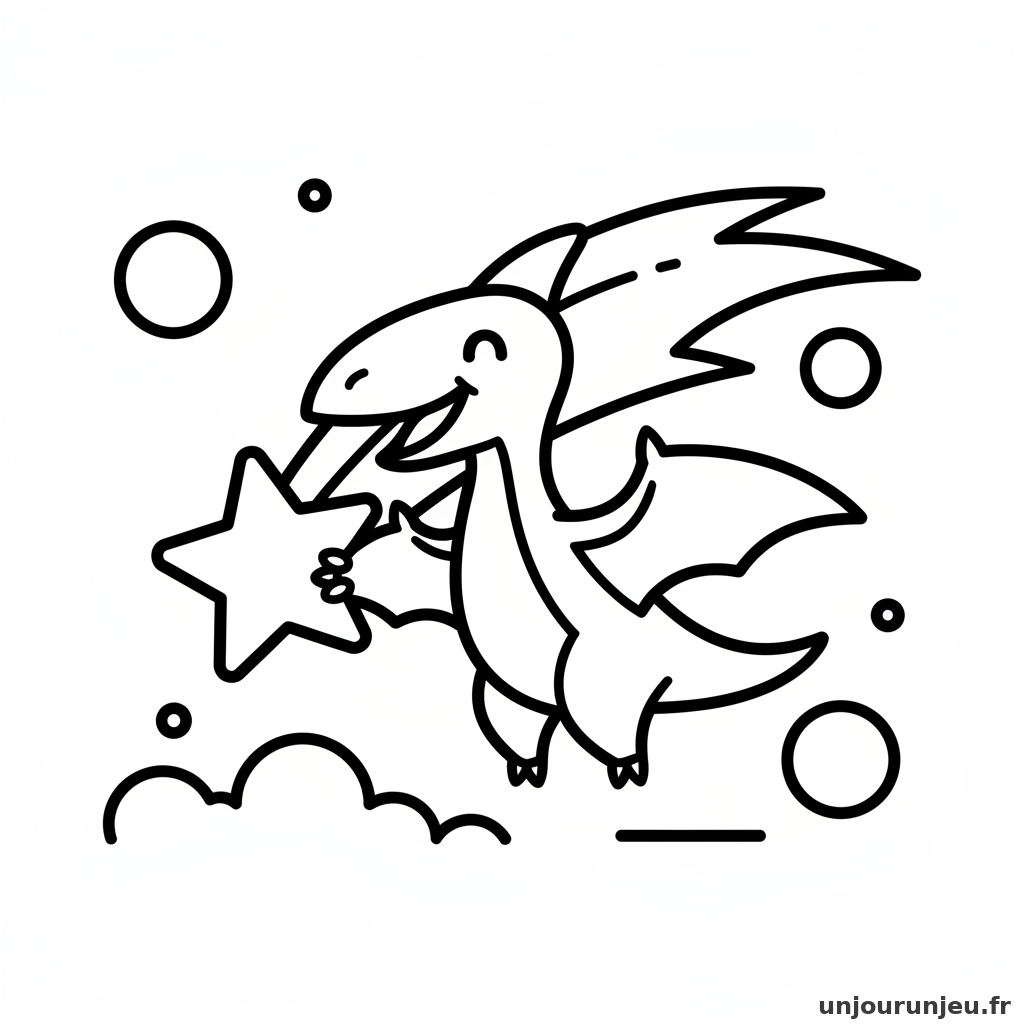 Coloriage Dinosaure Pterodactyle Samuse Etoile Filante 14