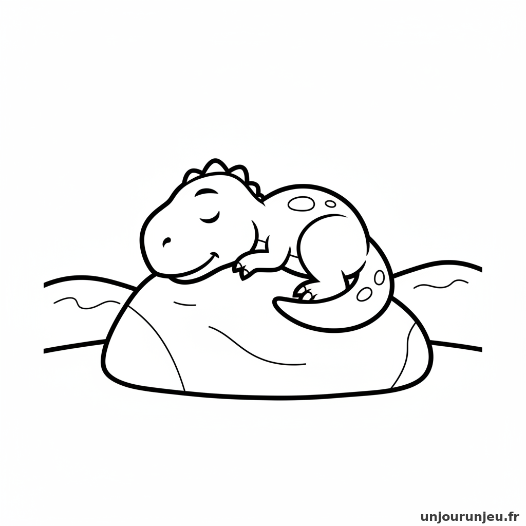 Coloriage Dinosaure T Rex Somnolent Rocher 18