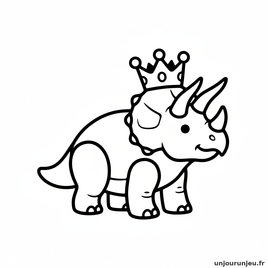 Coloriage Dinosaure Triceratops Fier Porte Jolie Couronne 20