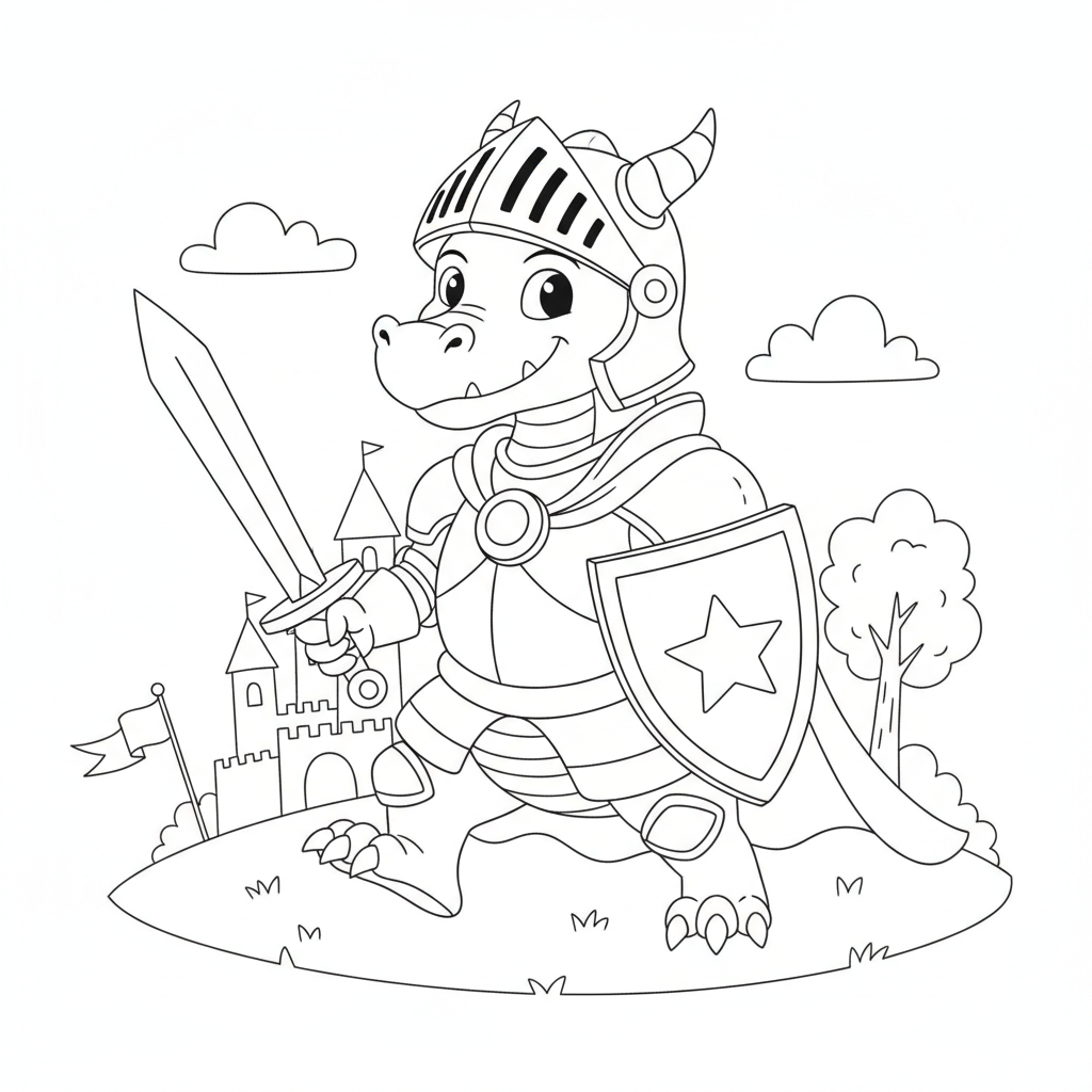 Coloriage Dragon Un Dragon Qui Se Deguise En Chevalier 13