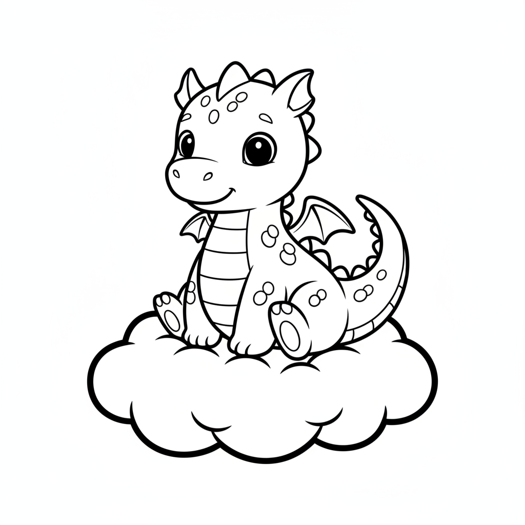 Coloriage Dragon Un Dragon Assis Sur Un Nuage 20