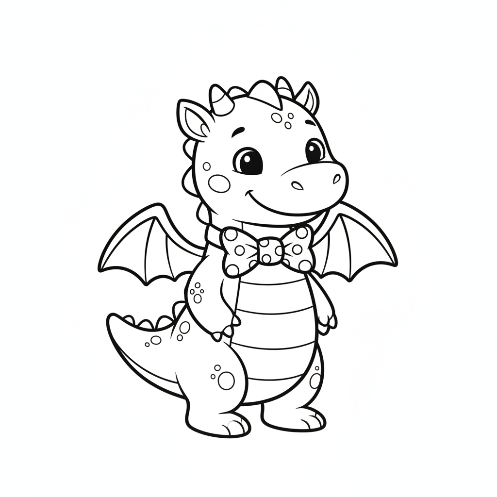 Coloriage Dragon Un Dragon Avec Un Noeud Papillon 05