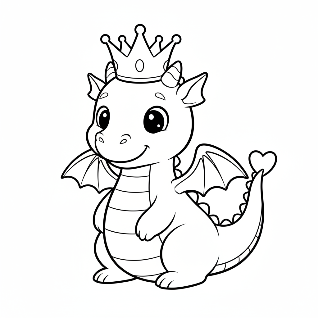 Coloriage Dragon Un Dragon Avec Une Couronne Sur La Tete 11