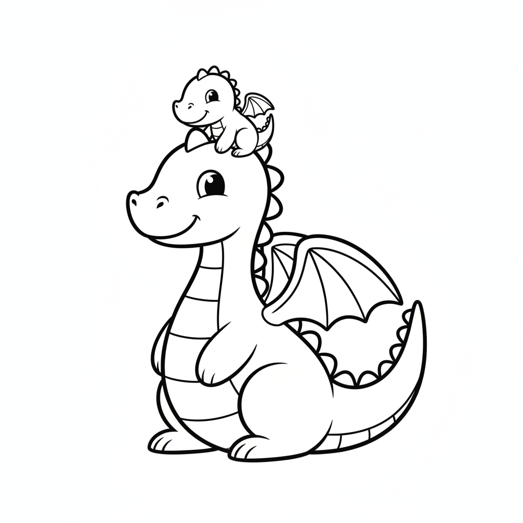 Coloriage Dragon Un Dragon Bebe Avec Sa Maman Dragon 13