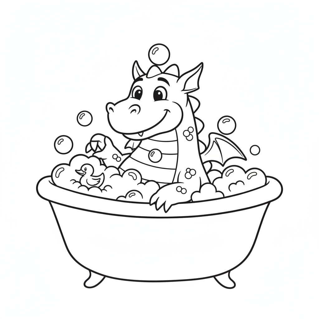 Coloriage Dragon Un Dragon Dans Un Bain Moussant 18