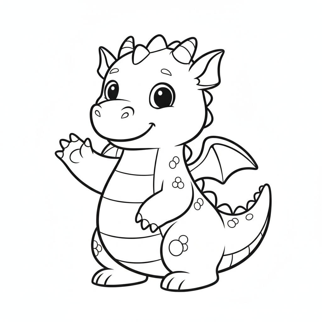 Coloriage Dragon Un Dragon Qui Fait Coucou De La Main 19