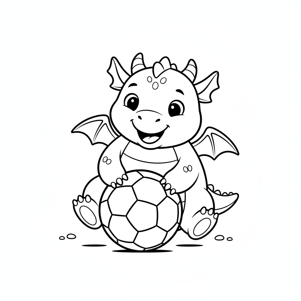Coloriage Dragon Un Dragon Qui Joue Au Ballon 15