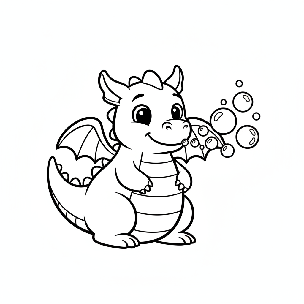 Coloriage Dragon Un Dragon Qui Souffle Des Bulles Au Lieu De Flammes 12