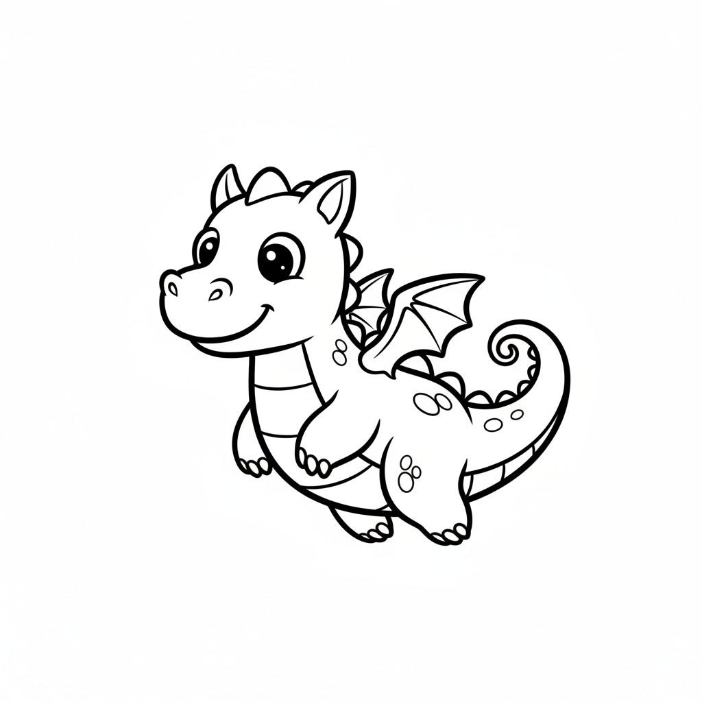 Coloriage Dragon Un Dragon Qui Vole Avec De Petites Ailes 07