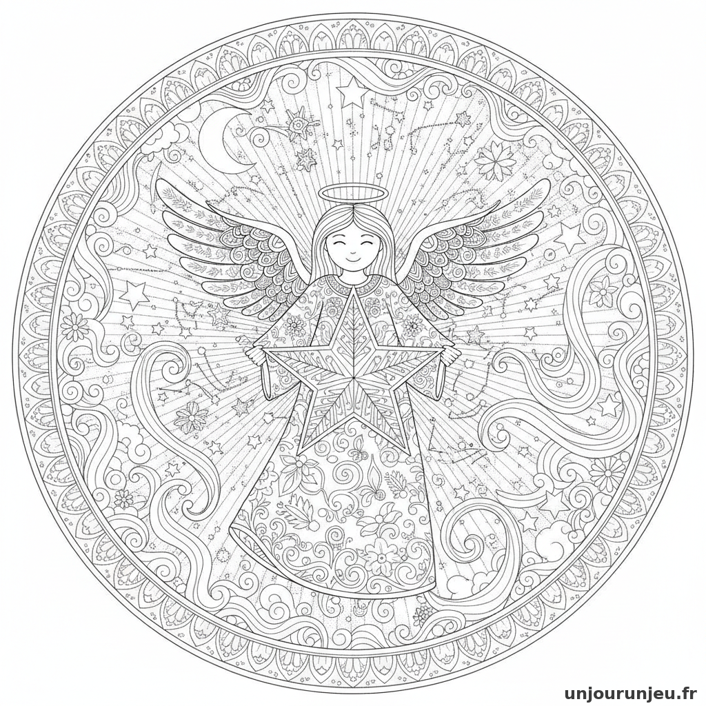 Coloriage Etoile Etoile Ange 11