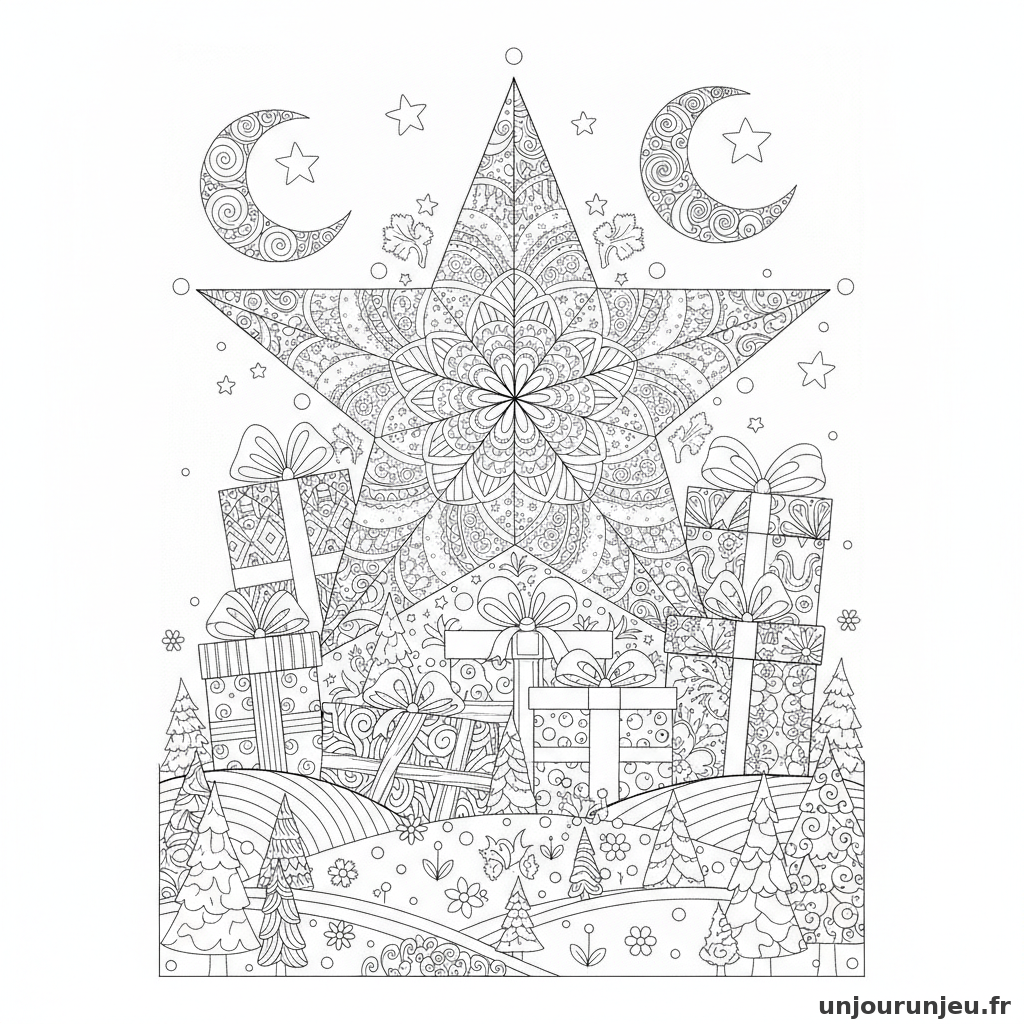 Coloriage Etoile Etoile Cadeaux 15