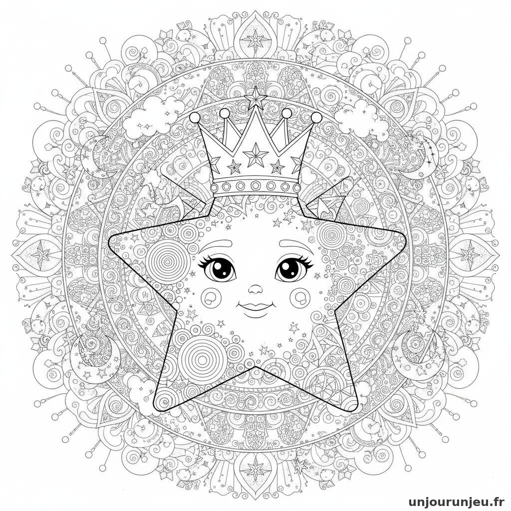 Coloriage Etoile Etoile Couronne 17