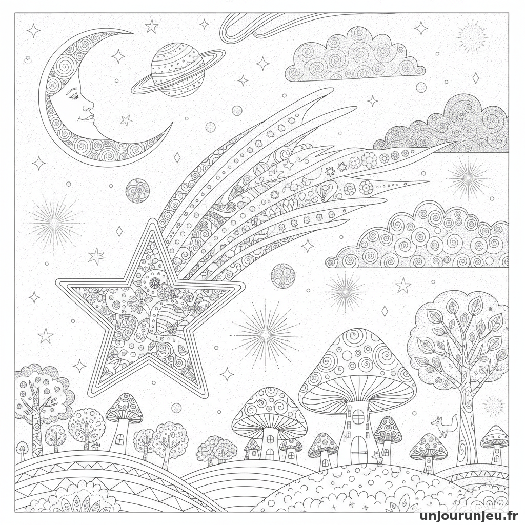 Coloriage Etoile Etoile Filante 02