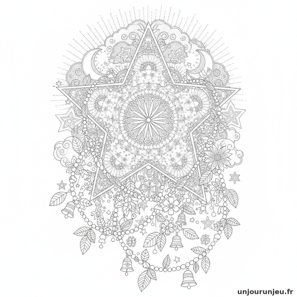 Coloriage Etoile Etoile Guirlande 03