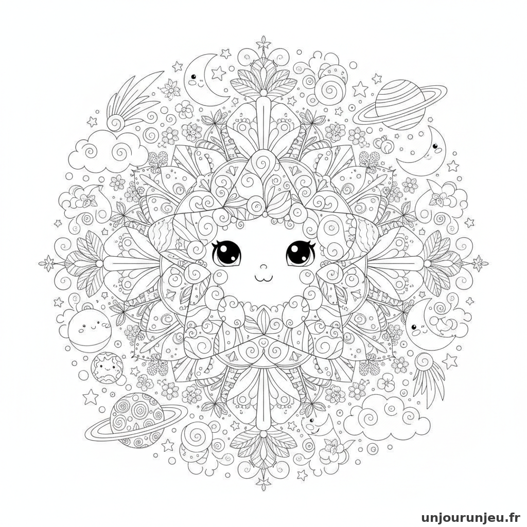Coloriage Etoile Etoile Kawaii 07