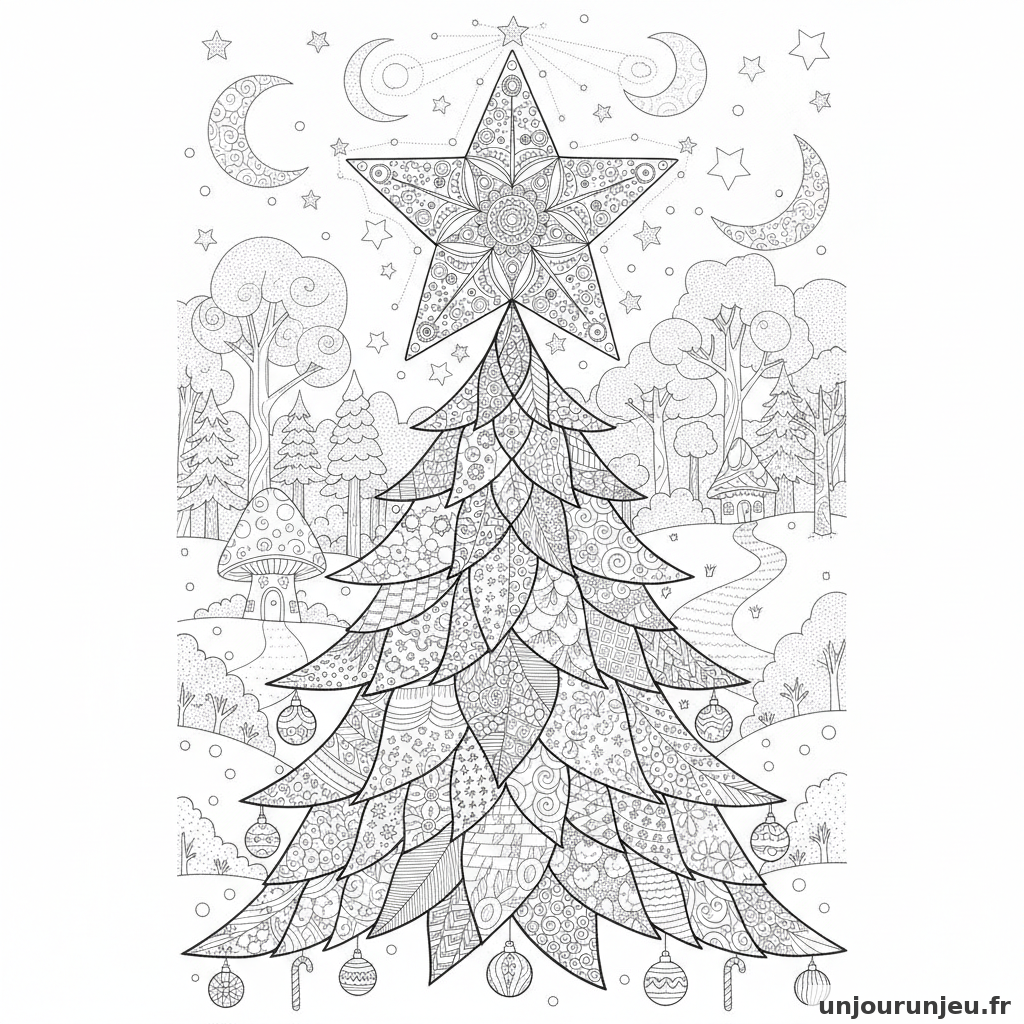 Coloriage Etoile Etoile Sapin 04