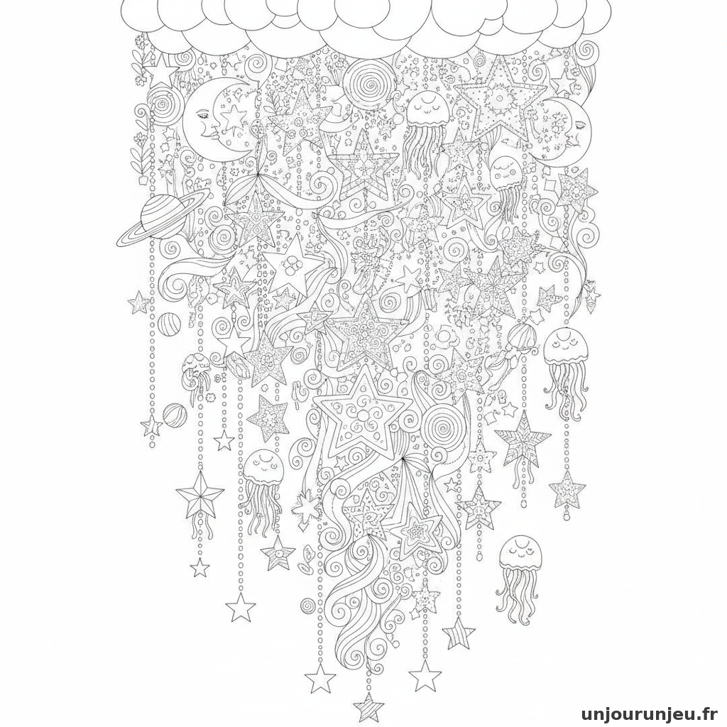 Coloriage Etoile Pluie Detoiles 19