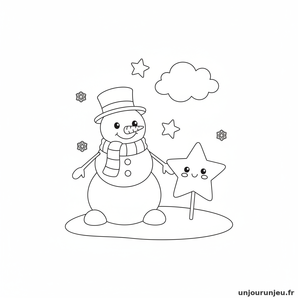 Coloriage Etoile Etoile Bonhomme Neige 14