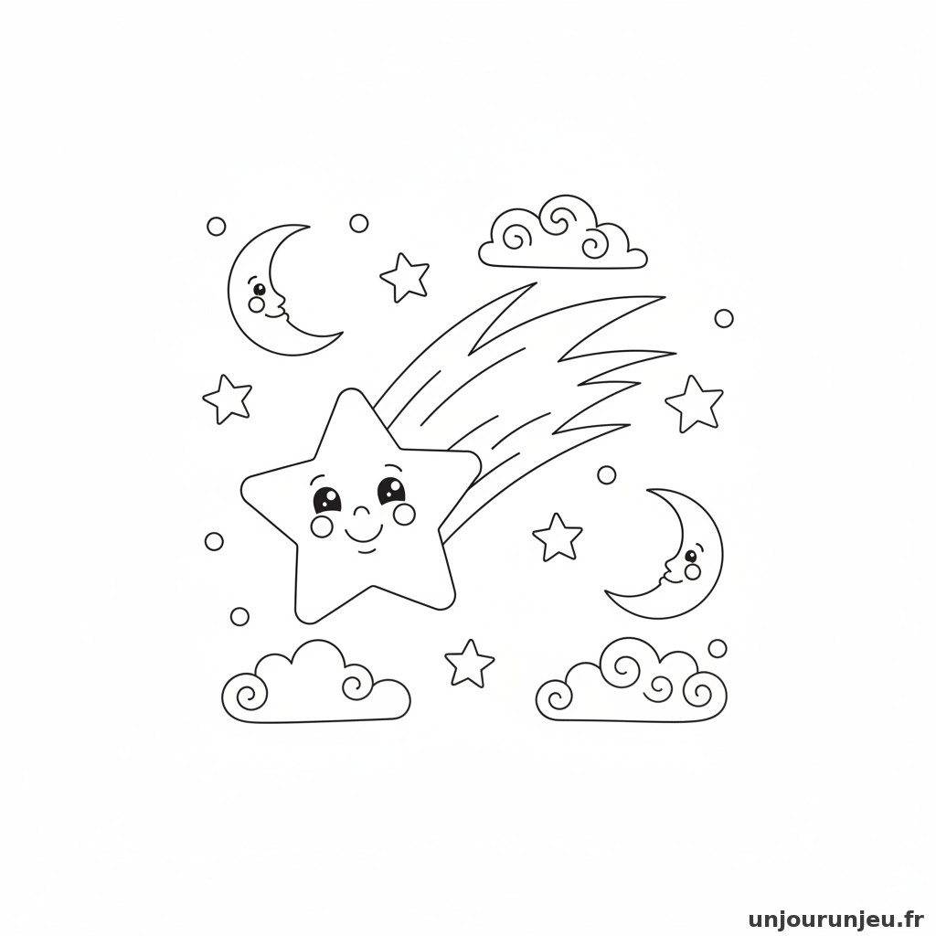 Coloriage Etoile Etoile Filante 02