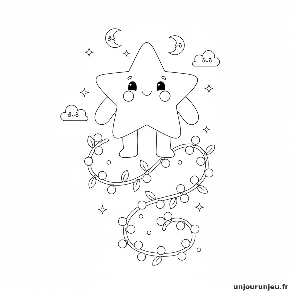 Coloriage Etoile Etoile Guirlande 03