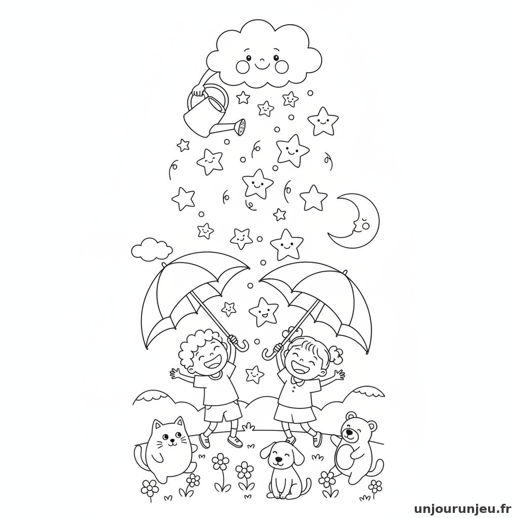 Coloriage Etoile Pluie Detoiles 19