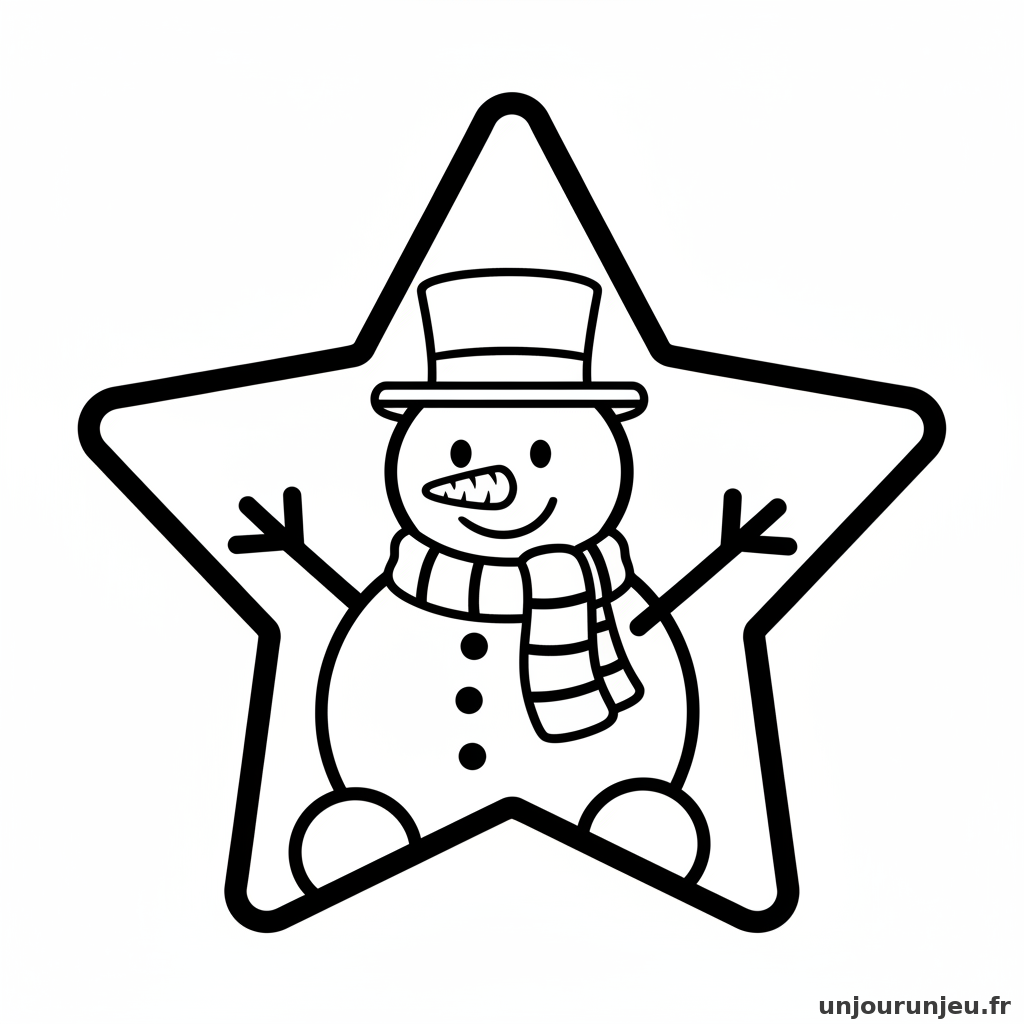 Coloriage Etoile Etoile Bonhomme Neige 14