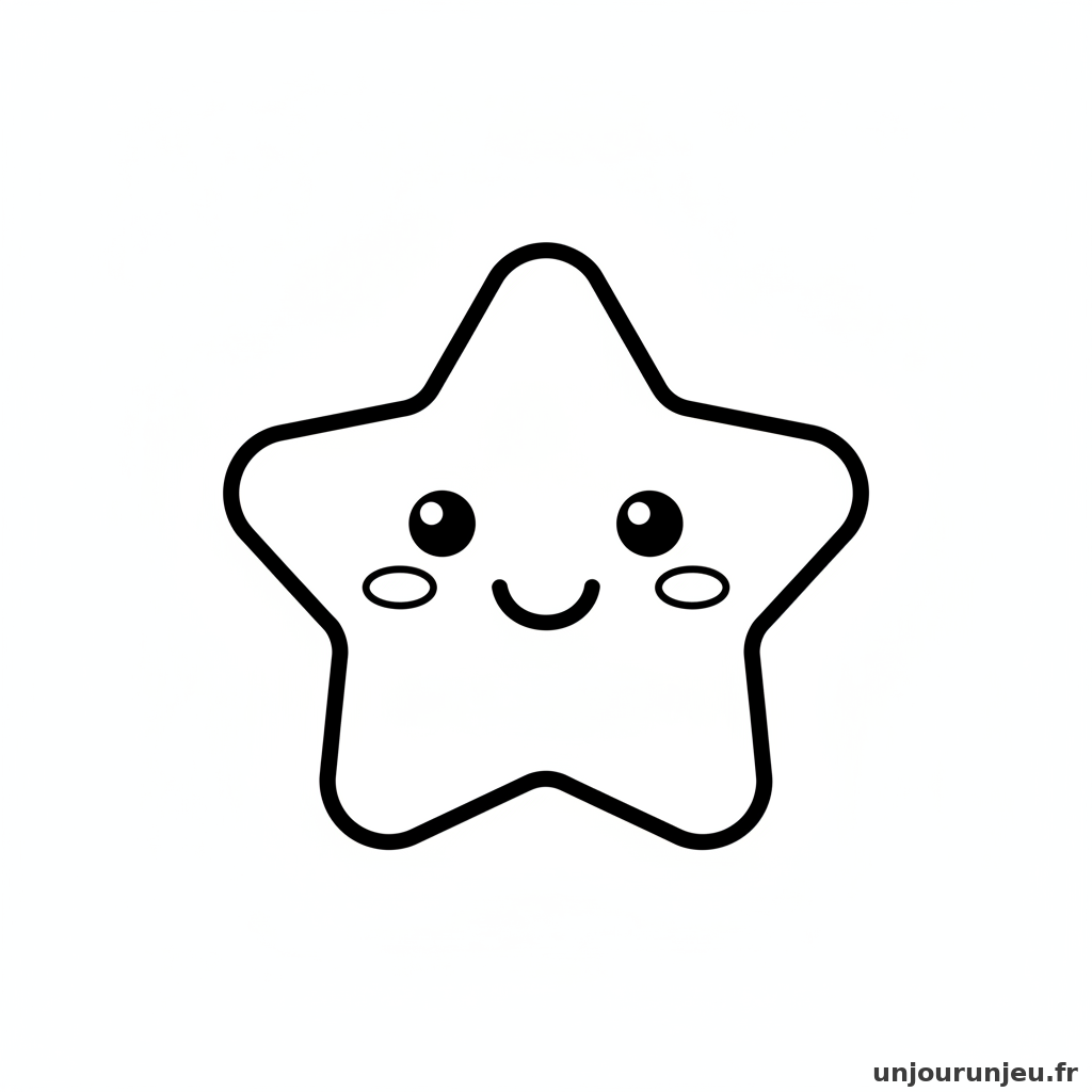 Coloriage Etoile Etoile Kawaii 07