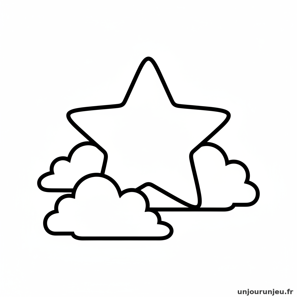 Coloriage Etoile Etoile Nuages 16
