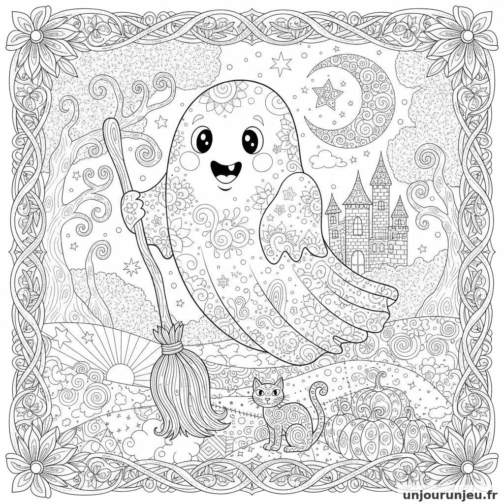 Coloriage Fantome Fantome Balai 12