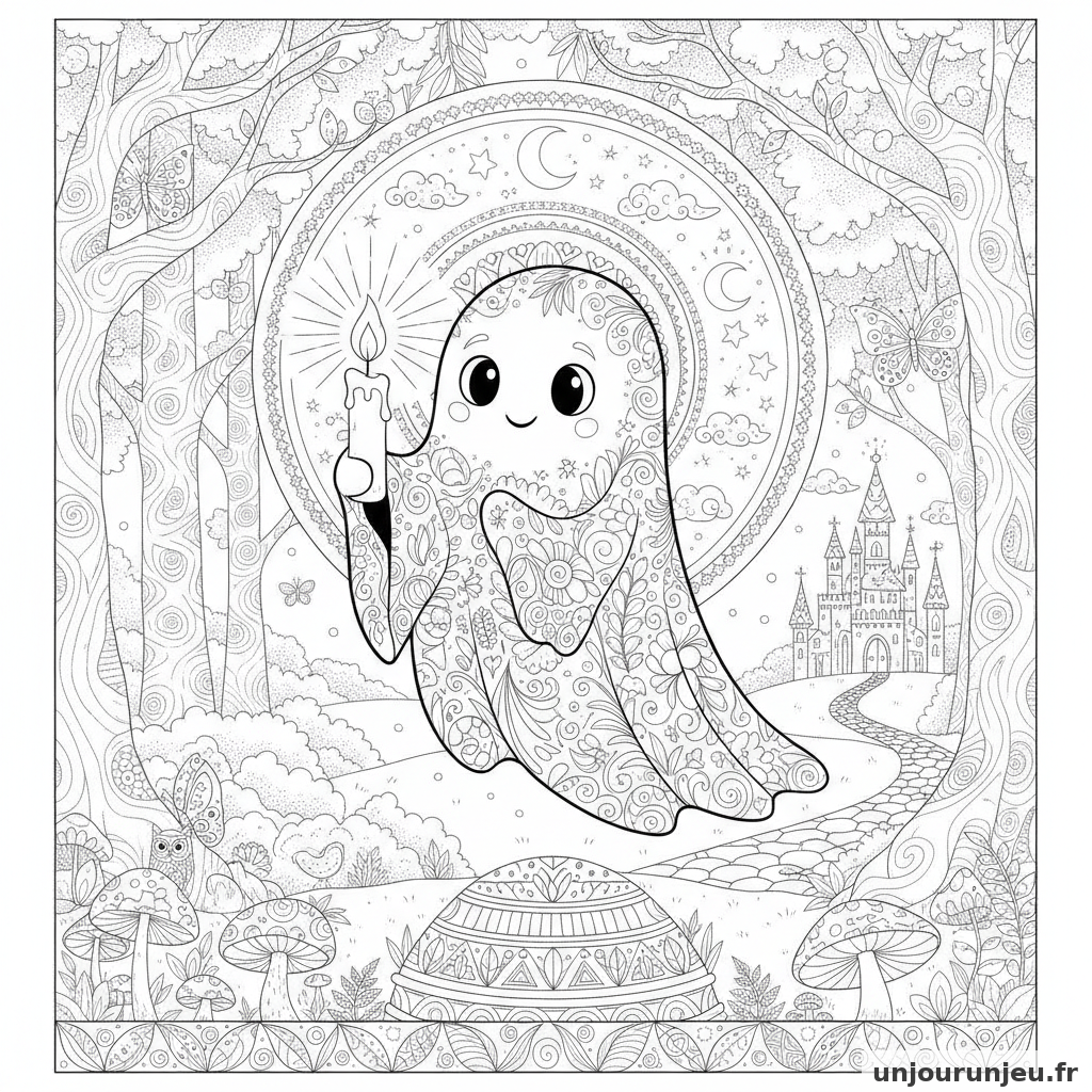 Coloriage Fantome Fantome Bougie 06