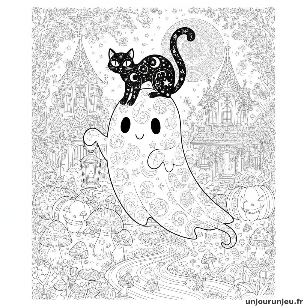 Coloriage Fantome Fantome Chat Noir 14