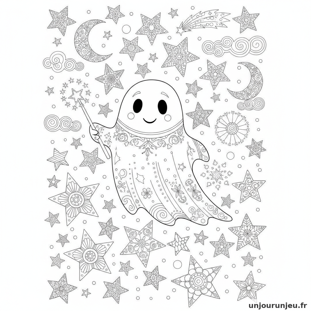 Coloriage Fantome Fantome Etoiles 13