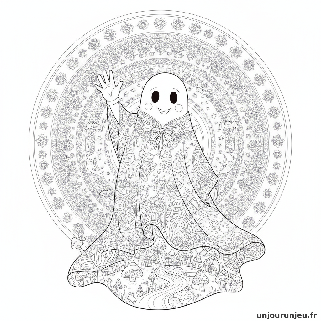 Coloriage Fantome Fantome Fait Coucou 04