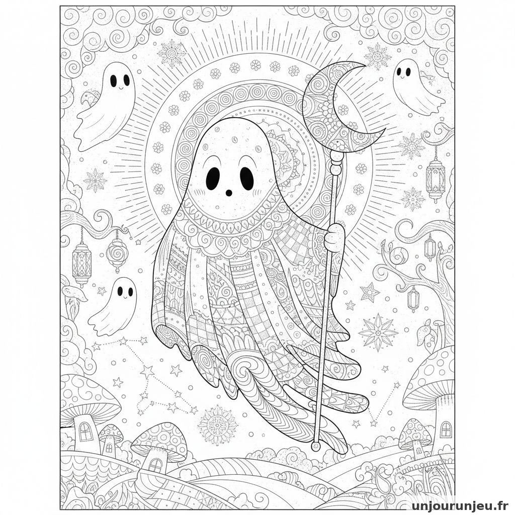 Coloriage Fantome Fantome Lune 18