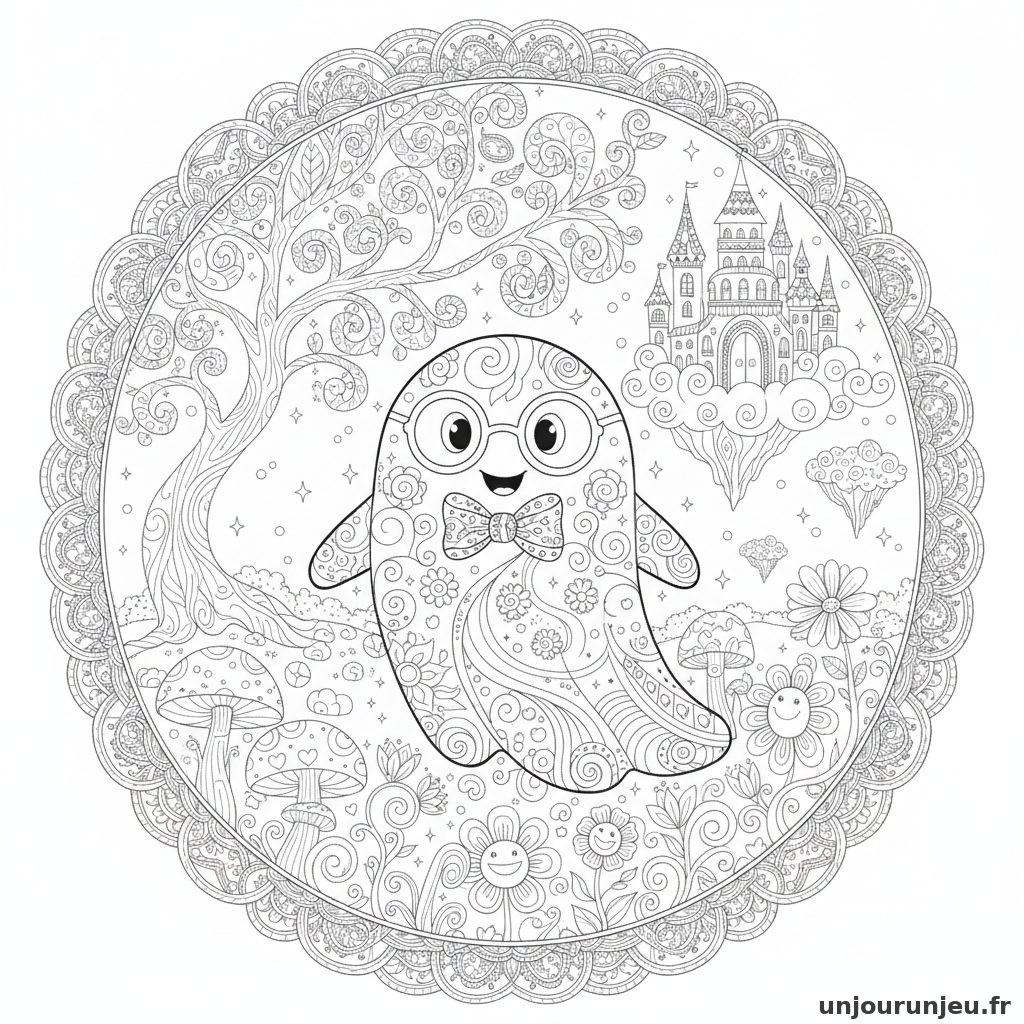 Coloriage Fantome Fantome Lunettes 17