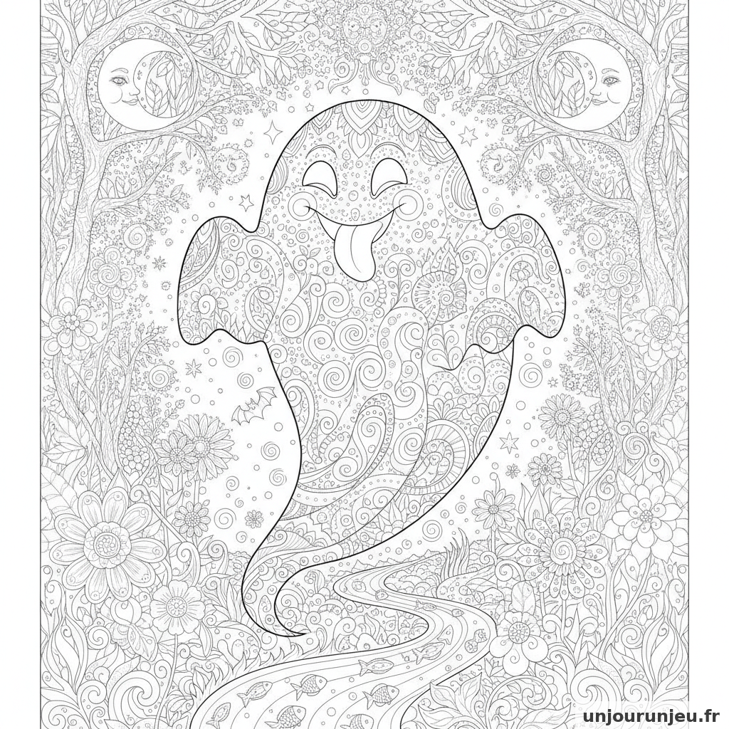 Coloriage Fantome Fantome Rigolo Tirant Langue 10