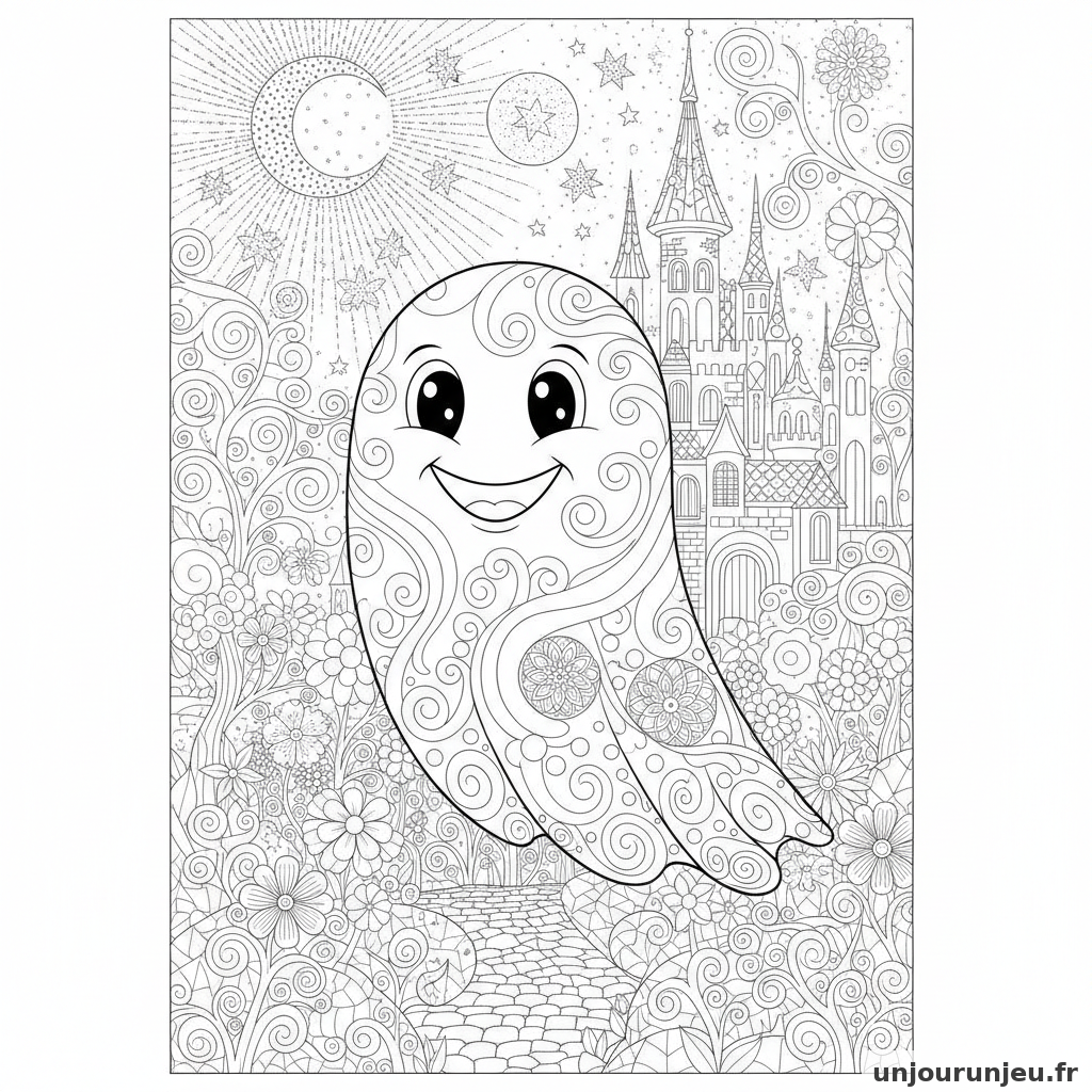 Coloriage Fantome Fantome Souriant 01