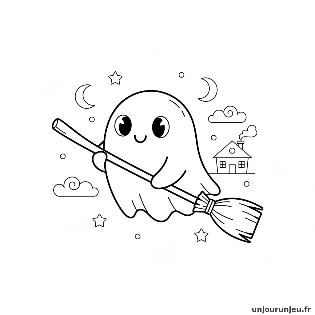 Coloriage Fantome Fantome Balai 12