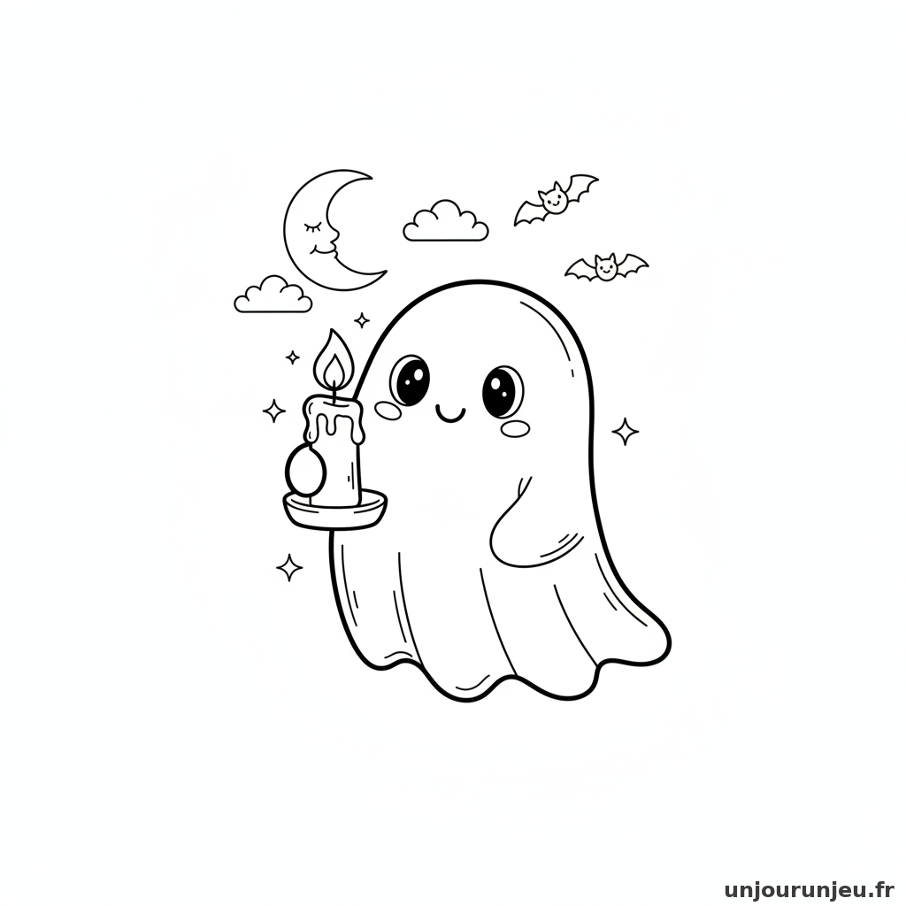 Coloriage Fantome Fantome Bougie 06