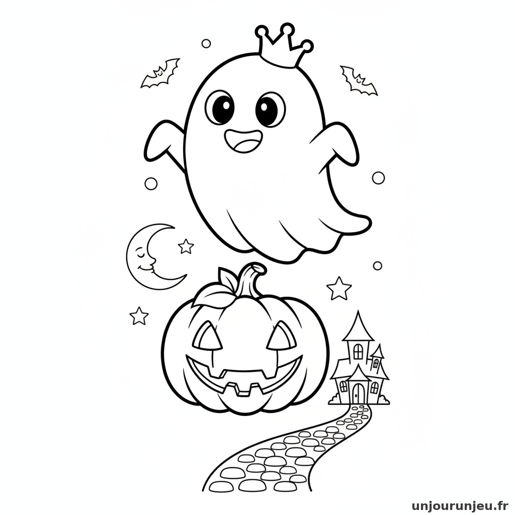 Coloriage Fantome Fantome Citrouille 03