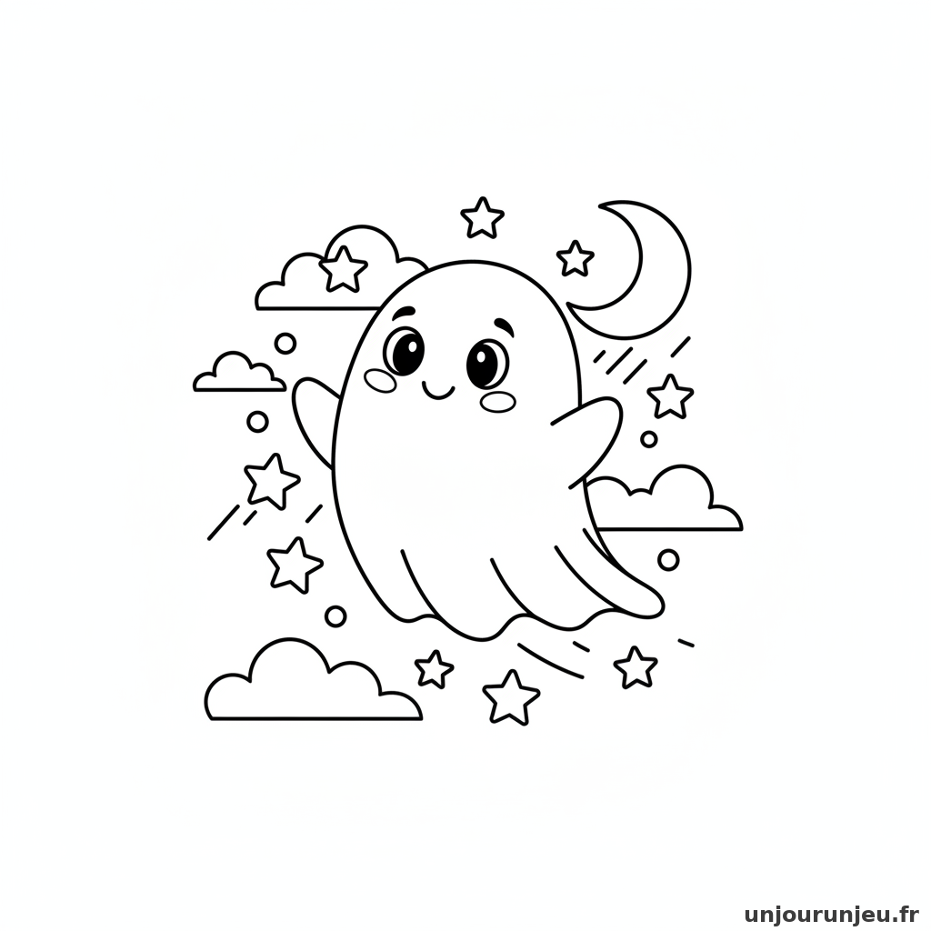 Coloriage Fantome Fantome Etoiles 13