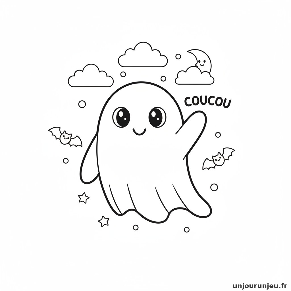 Coloriage Fantome Fantome Fait Coucou 04