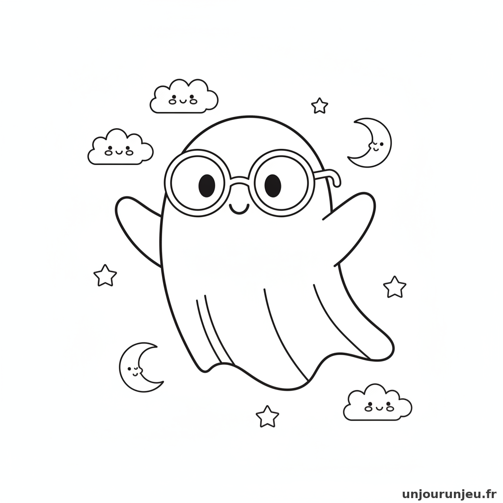 Coloriage Fantome Fantome Lunettes 17