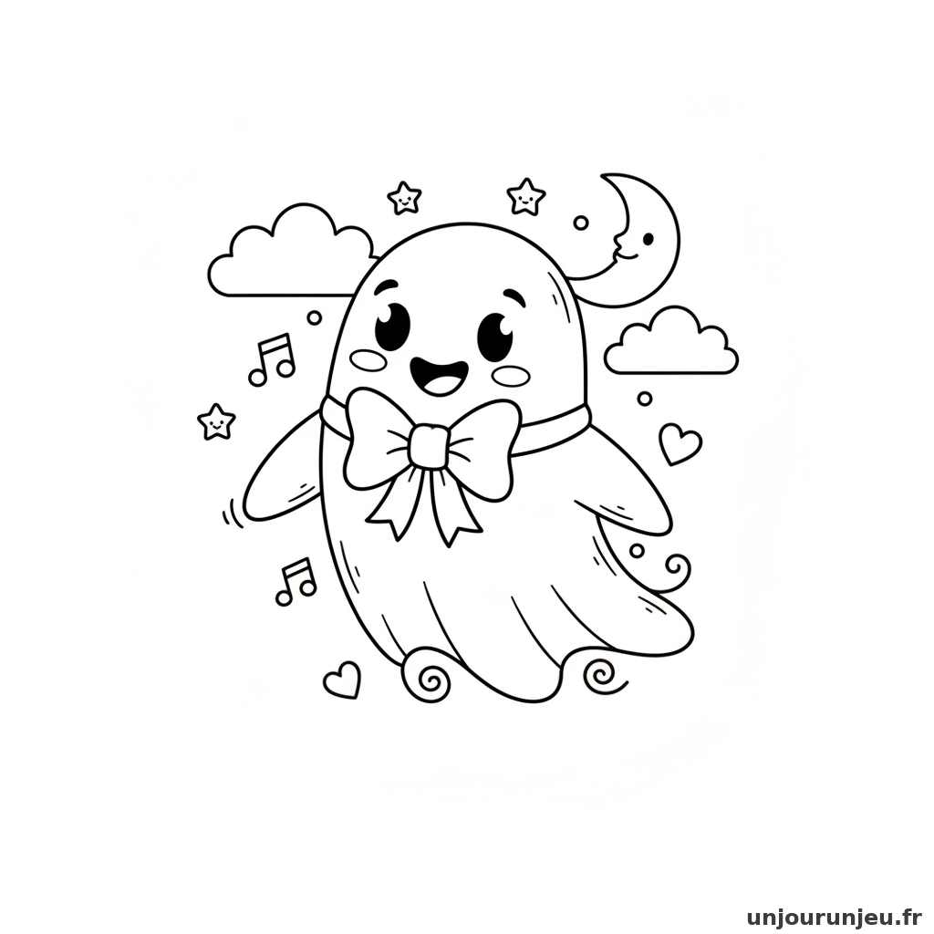 Coloriage Fantome Fantome Noeud Papillon 11